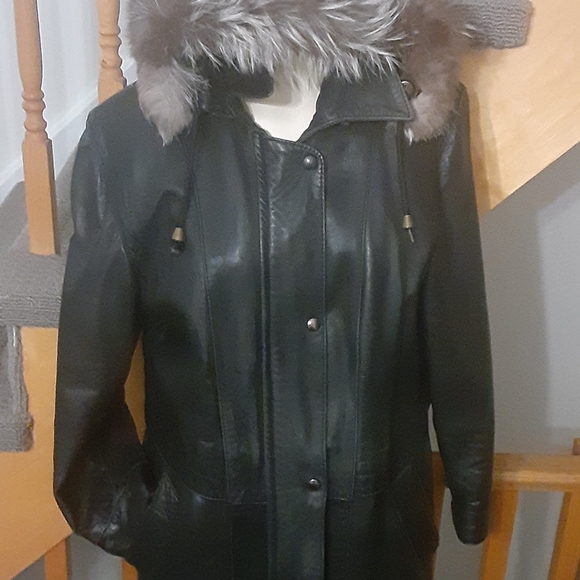 VTG-Hide House Genuine Leather Coat- Black- Women's XS/S- Made in Canada - Picture 2 of 10
